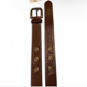 Brown Leather Belt with Brass Buckle
